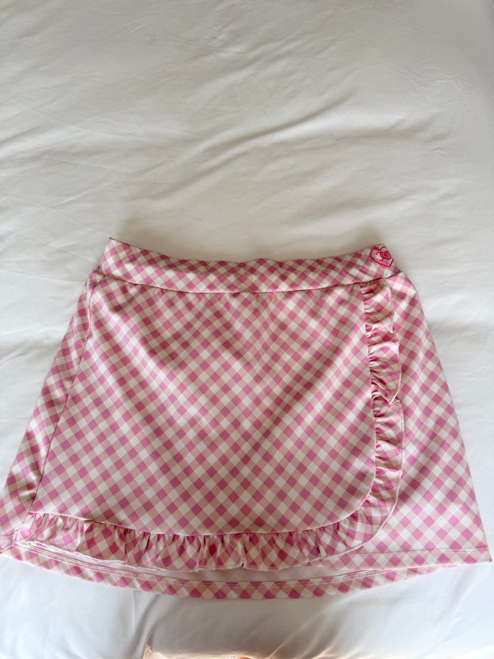 Juicy Couture Pink Gingham Ruffle Wrap Mini Skirt (with inner shorts)